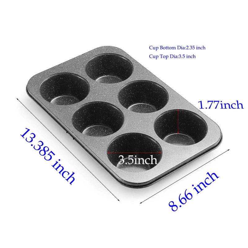 Monfish large muffin pan Jumbo Cupcake tin grey stone finish non sticking 3.5x1.75 inch cup - Image 5